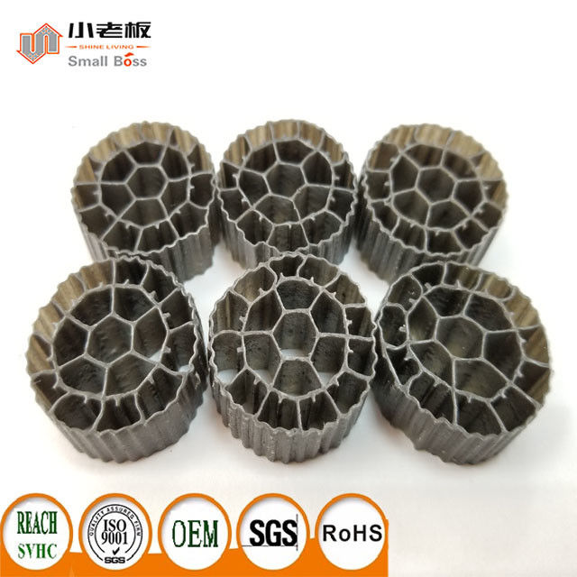 PE06 بلك لون MBBR فلتر الوسائط المواد البكر HDPE ل 25 * 12mm الحجم
